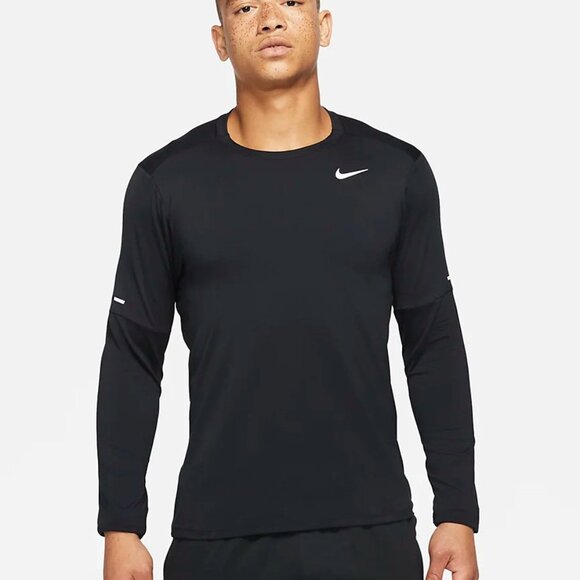 NWT Nike Dri-FIT Element Crew Black Running Long Sleeve Top Thumboles - Picture 1 of 13